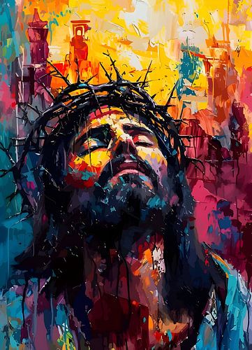 Expressieve Jezus in Doornenkroon
