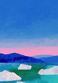 Minimalistische Eisberg Landschaft mit blauem Himmel von Niklas Maximilian