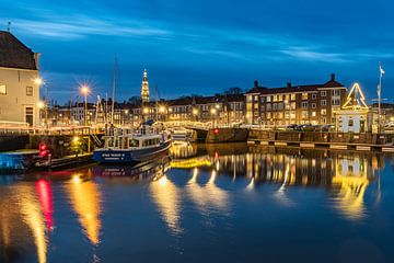 Spijkerbrug in Middelburg in het blauw uurtje van Jan Poppe