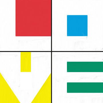 Geometrische vormen in rood blauw geel groen van Maurice Dawson