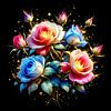 Dans la splendeur de la reine : les roses entre pluie d'or et symphonie de couleurs - Une ode florale à la grâce, à la sensualité et à la beauté intemporelle de la rose (3 de 3) sur AidasignArt
