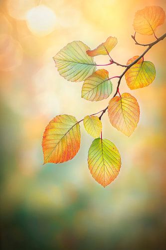 Feuilles multicolores dans une douce lumière