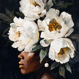 Porträt einer Frau mit Blumen von IamHome Studio