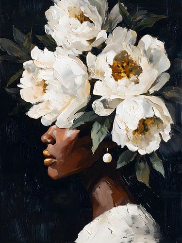Porträt einer Frau mit Blumen