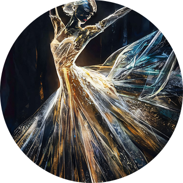 Gouden Schaduw Dans - Een Lichtspektakel van De Muurdecoratie