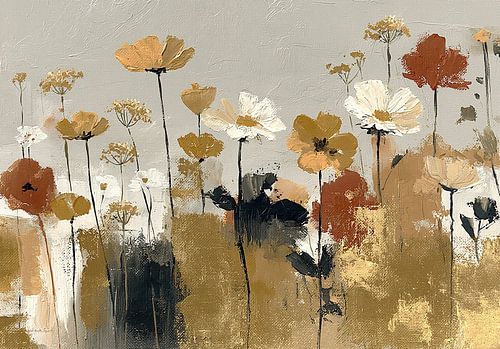 Wildblumenwiese in Gold und Terrakotta