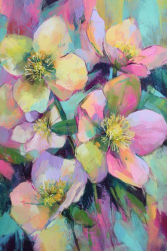 Bloemen Schilderij | Kleurrijke Bloemen Compositie