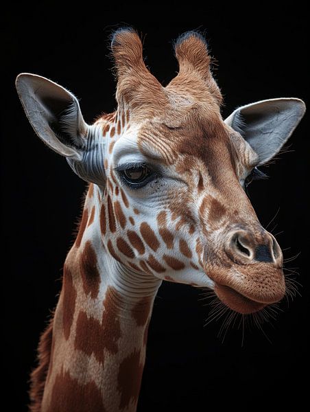 Portrait d'une girafe par Bert Nijholt