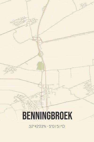 Alte Karte von Benningbroek (Nordholland) von Ortsdrucke