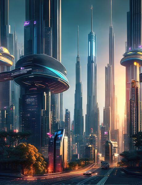 Futuristic colourful cityscape - 20 by Leo Luijten