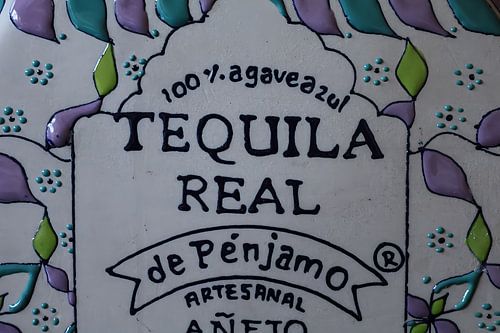 Close-up van een tequila fles uit Mexico