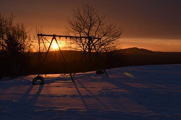 Un lever de soleil un matin froid sur Claude Laprise