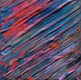 Mini art in rood en blauw van Angelique van 't Riet