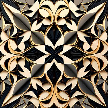 Geometrisch patroon in zwart en goud van Vythryd Arts