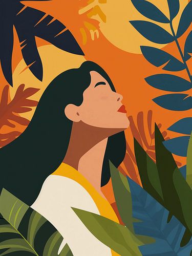 illustration d'une femme avec des plantes