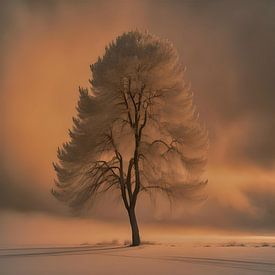 Schneebaum bei Sonnenuntergang von Gert-Jan Siesling