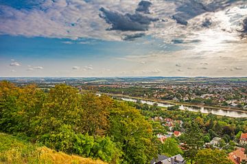 Uitzicht over Dresden en de Elbe van ManfredFotos