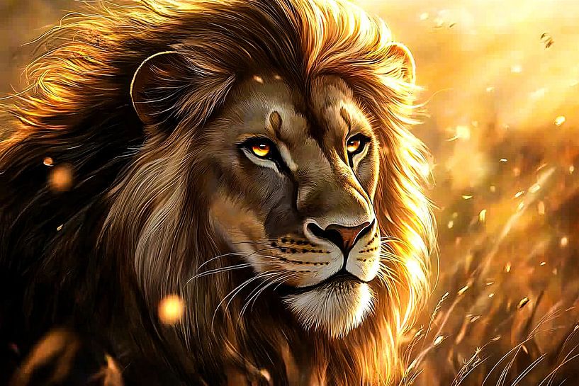 Majestueuze leeuw in zonlicht van Imperial Art House
