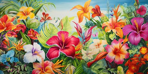 Tropical flowers background