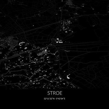 Black-and-white map of Stroe, Gelderland. by Rezona