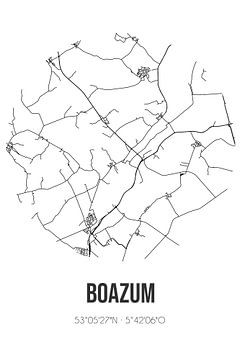 Boazum (Fryslan) | Landkaart | Zwart-wit van Rezona