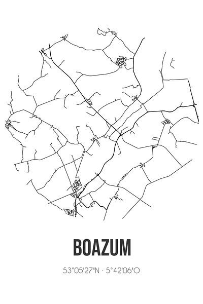 Boazum (Fryslan) | Map | Black and white by Prints of Place