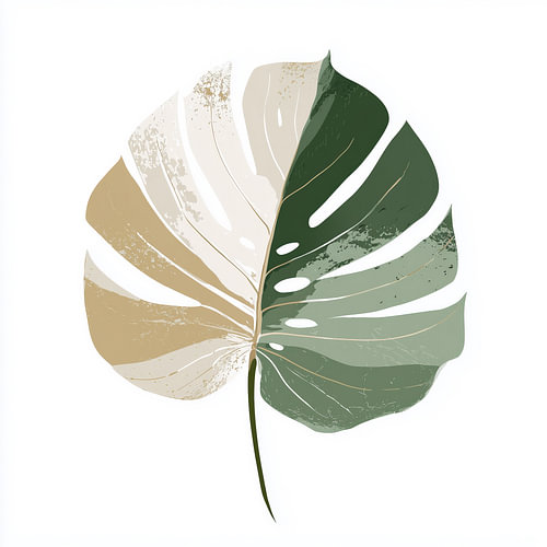 Monstera blad botanische print groen en beige