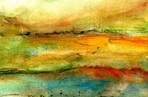 minimalistische Naturstimmung in Aquarell