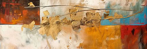 Peinture abstraite sur feuilles