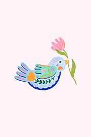 Happy Bird with Tulip by Karen Menzenbach