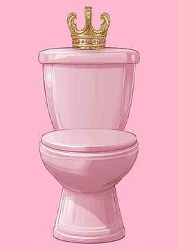 Roze toilet met gouden kroon van Pixelbull Design