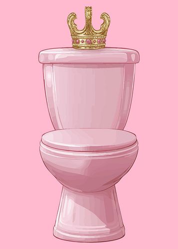 Roze toilet met gouden kroon