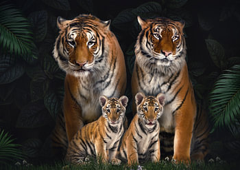 Tijger familie met 2 welpen