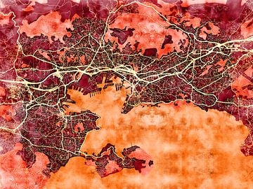 Kaart van Toulon in de stijl 'Amber Autumn' van Maporia