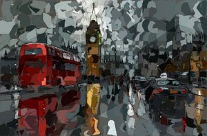 Abstraktes London: Big Ben in regnerischen Farben