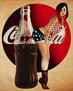 Pin Up Girl avec Coca Cola Draw Art Peintures des années 1960 par Jan Keteleer Aperçu