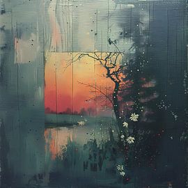 Seasonal nature in forest, Digital Painting by Ariadna de Raadt-Goldberg