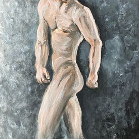 Contemplation en forme, une étude de la figure masculine sur Krista Kitsz Art
