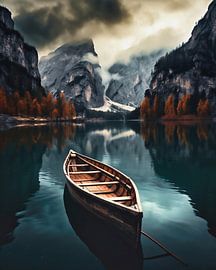 Boat in the mountain lake