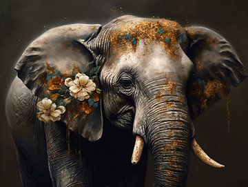 Erhaben in Gold: Der Glanz eines bezaubernden Elefanten von Eva Lee