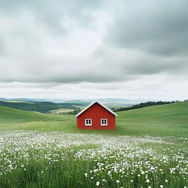 Pré de la maison rouge sur Poster Art Shop