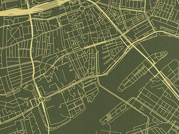 Kaart van Rotterdam Centrum in Groen Goud van Map Art Studio