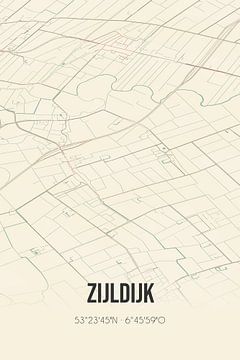 Vintage landkaart van Zijldijk (Groningen) van Rezona