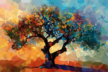 Arbre en vitrail Art Nouveau