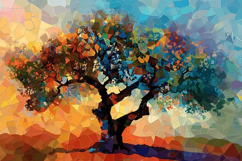 Arbre en vitrail Art Nouveau