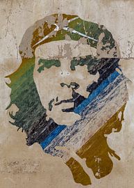 Wandgemälde von Ernesto Che Guevara, in Braun-, Grün- und Blautönen in Havanna, Kuba von WorldWidePhotoWeb