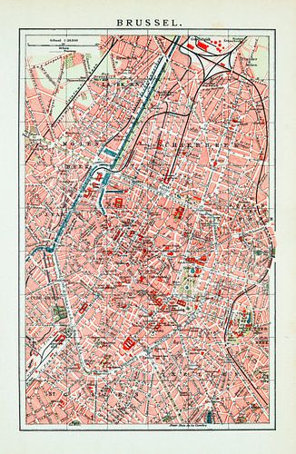 Vintage plattegrond Brussel ca. 1900
