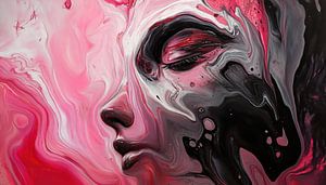 Abstracte gezicht in emotie roze