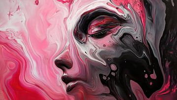 Abstracte gezicht in emotie roze