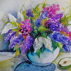 Vase mit Flieder van Dorothy Maurus